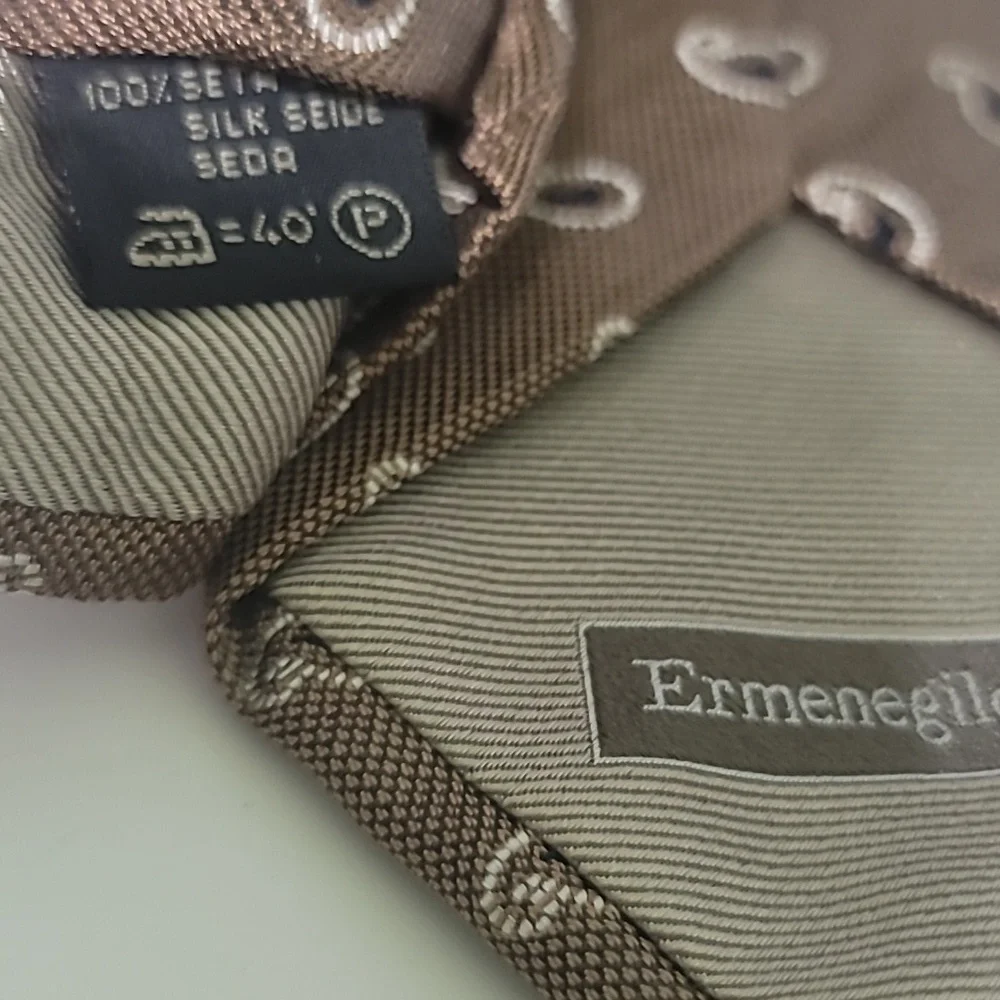 Ermenegildo Zegna Bronze Black Paisley Tie 61" Long 100% Silk - Picture 5 of 5